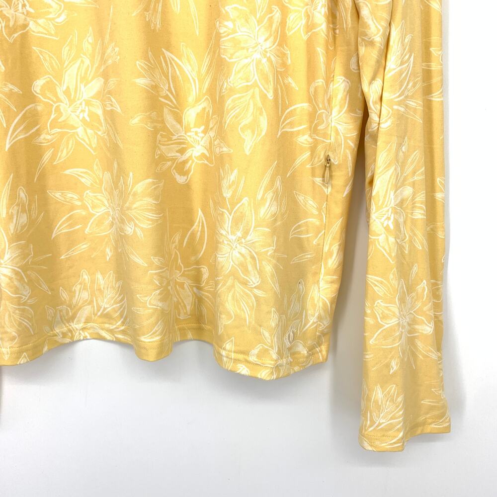 Hang Ten Top UV Protection UPF 50+ Yellow White Floral Print Long Sleeve Sz XL - Picture 5 of 7